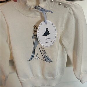 Janie and Jack Cream Disney Sweater Elsa